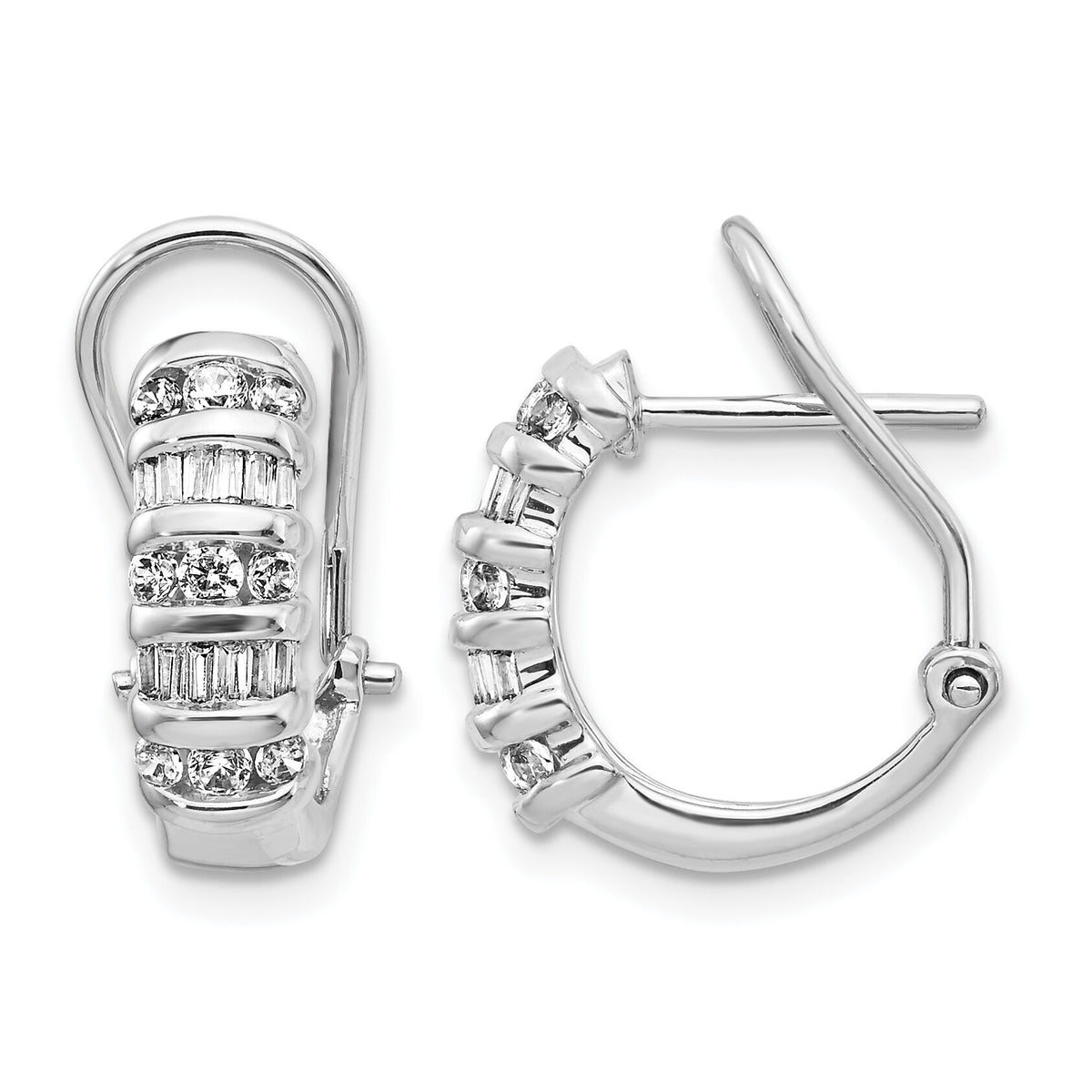 14k White Gold Diamond Omega Back Hoop Earrings-EM4223-053-WA