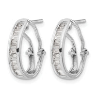 14k White Gold Baguette Diamond Omega Back Hoop Earrings-EM4224-050-WA