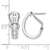 14k White Gold Baguette Diamond Omega Back Hoop Earrings-EM4224-050-WA