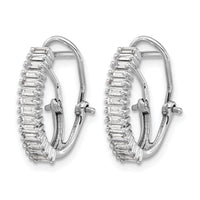 14k White Gold Baguette Diamond Omega Back Hoop Earrings-EM4225-050-WA