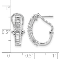 14k White Gold Baguette Diamond Omega Back Hoop Earrings-EM4225-050-WA