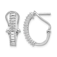 14k White Gold Baguette Diamond Omega Back Hoop Earrings-EM4225-050-WA