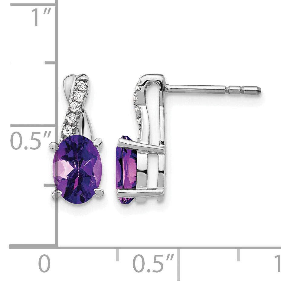 14k White Gold Amethyst and Diamond Earrings-EM4235-AM-006-WA
