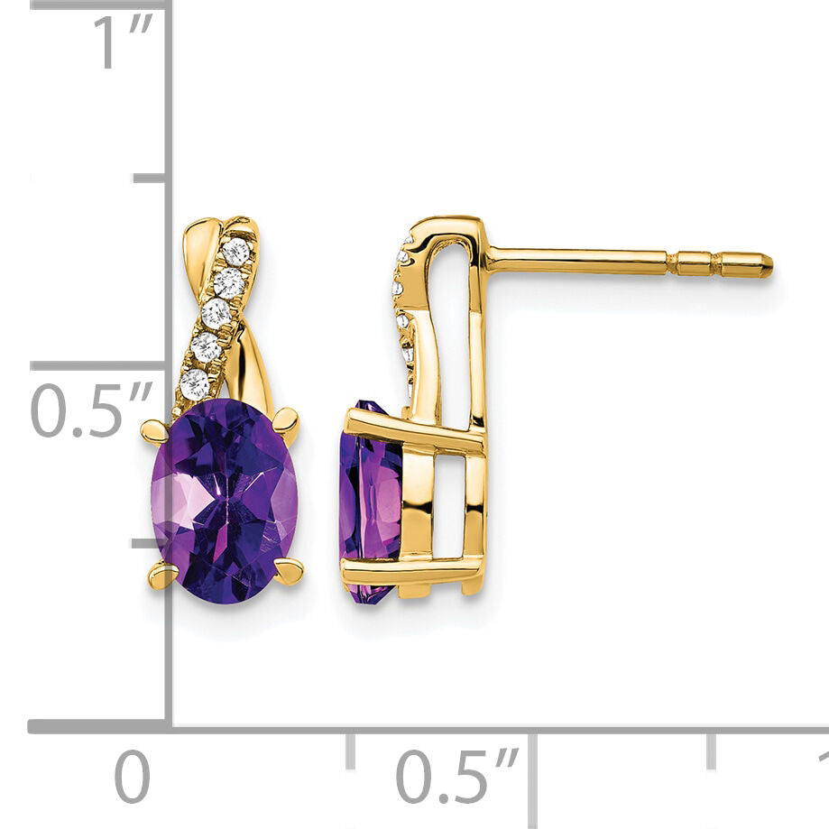 14K Amethyst and Diamond Earrings-EM4235-AM-006-YA