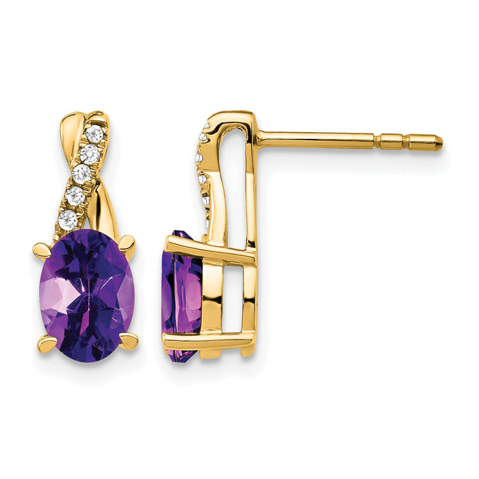 14K Amethyst and Diamond Earrings-EM4235-AM-006-YA