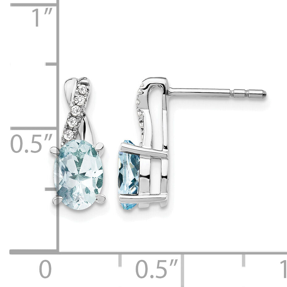 14K White Gold Aquamarine and Diamond Earrings-EM4235-AQ-006-WA