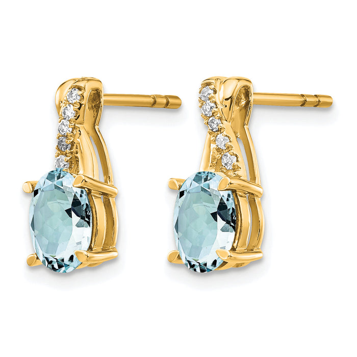 14K Aquamarine and Diamond Earrings-EM4235-AQ-006-YA