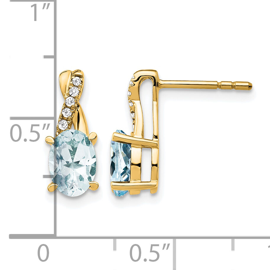 14K Aquamarine and Diamond Earrings-EM4235-AQ-006-YA