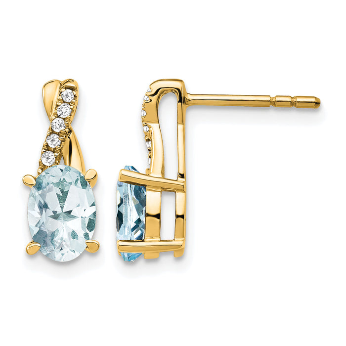14K Aquamarine and Diamond Earrings-EM4235-AQ-006-YA