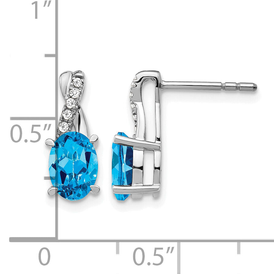 14k White Gold Blue Topaz and Diamond Earrings-EM4235-BT-006-WA
