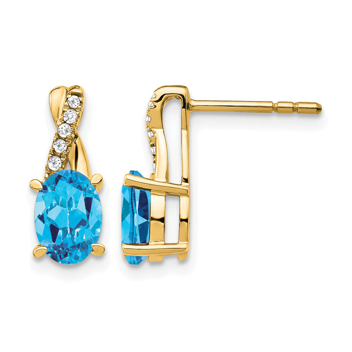 14K Blue Topaz and Diamond Earrings-EM4235-BT-006-YA