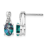 14K White Gold Created Alexandrite and Diamond Earrings-EM4235-CA-006-WA