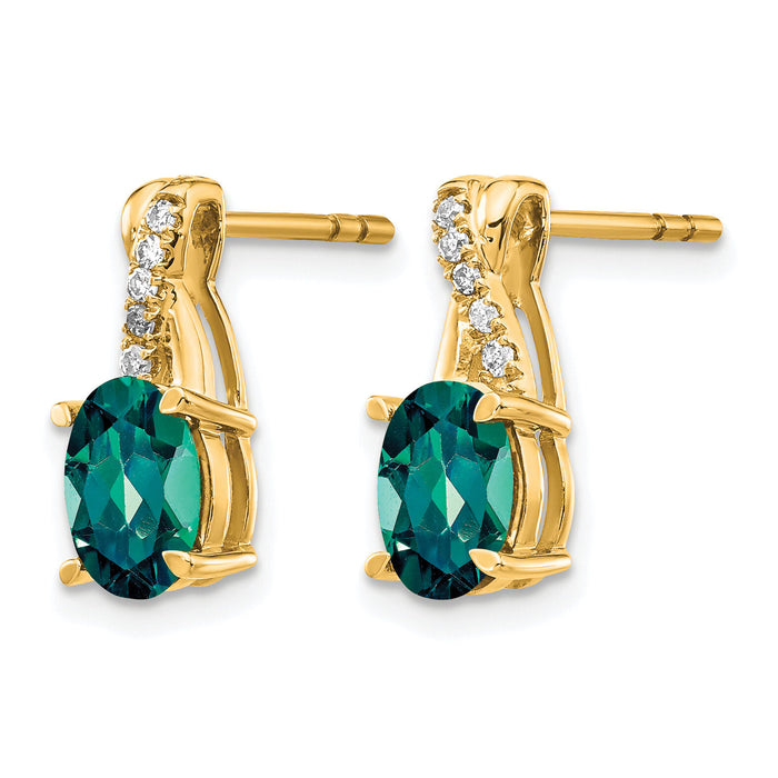 14K Created Alexandrite and Diamond Earrings-EM4235-CA-006-YA