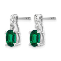 14K White Gold Created Emerald and Diamond Earrings-EM4235-CEM-006-WA