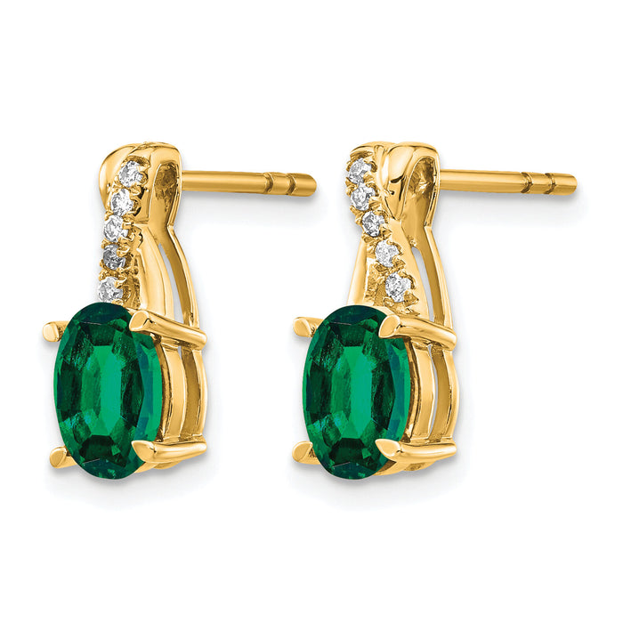14K Created Emerald and Diamond Earrings-EM4235-CEM-006-YA