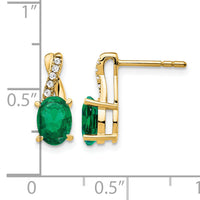 14K Created Emerald and Diamond Earrings-EM4235-CEM-006-YA