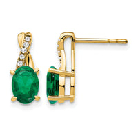 14K Created Emerald and Diamond Earrings-EM4235-CEM-006-YA