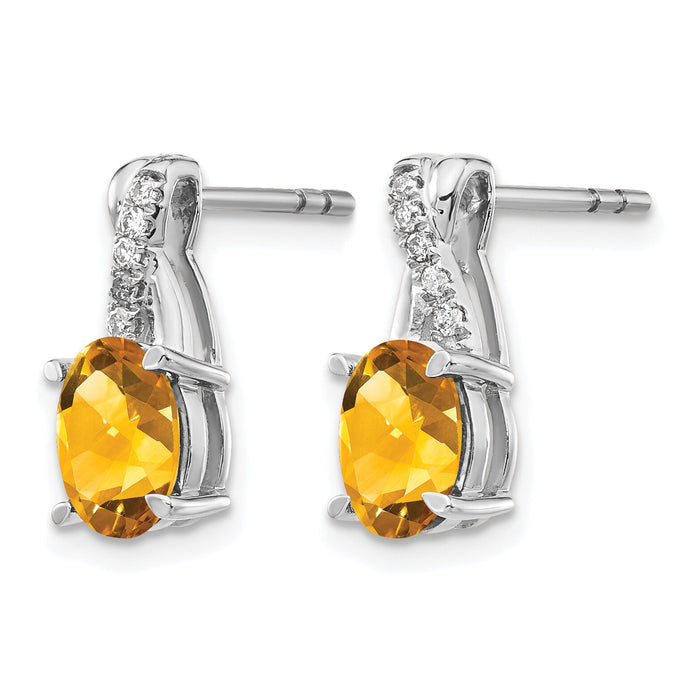 14k White Gold Citrine and Diamond Earrings-EM4235-CI-006-WA