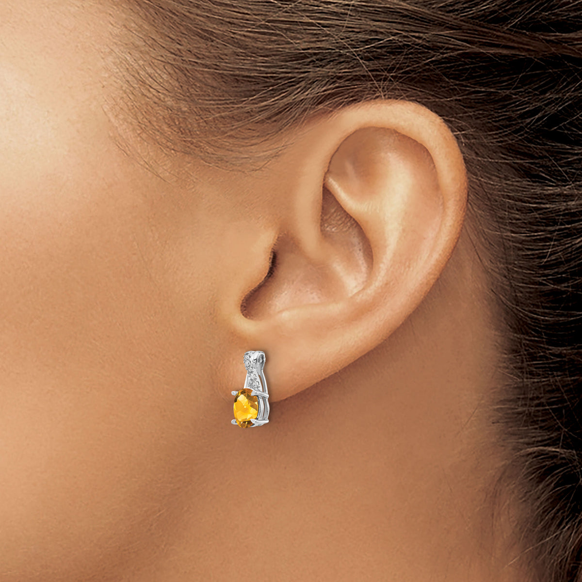 14k White Gold Citrine and Diamond Earrings-EM4235-CI-006-WA