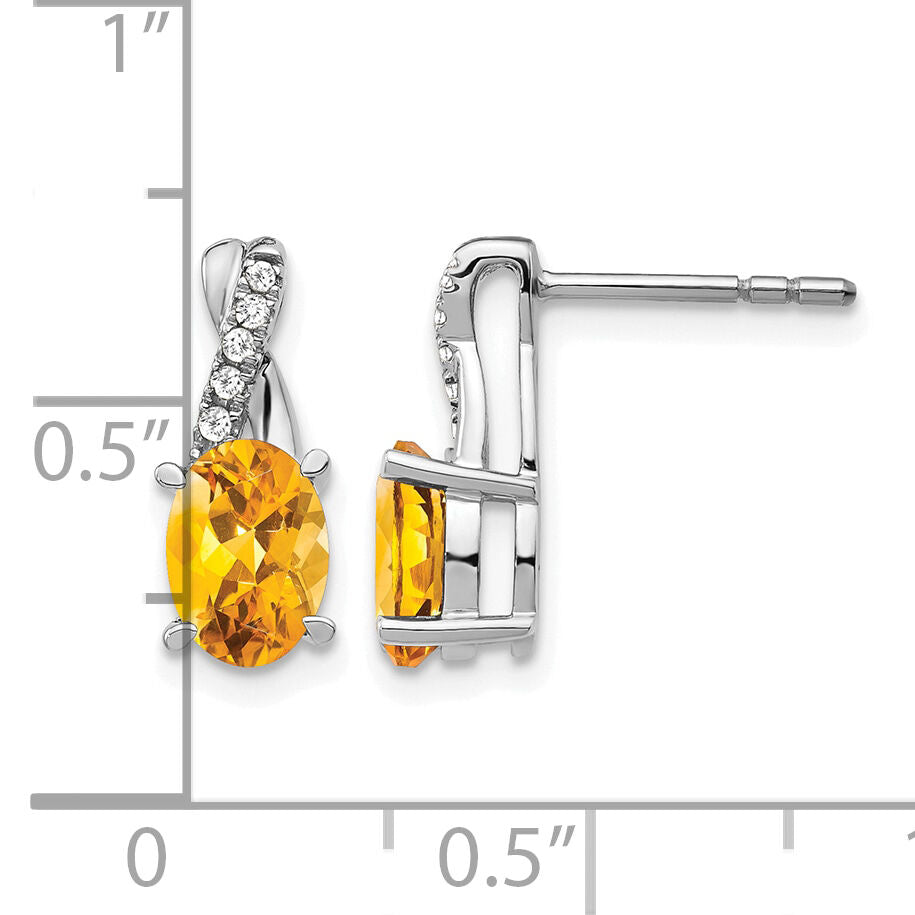 14k White Gold Citrine and Diamond Earrings-EM4235-CI-006-WA