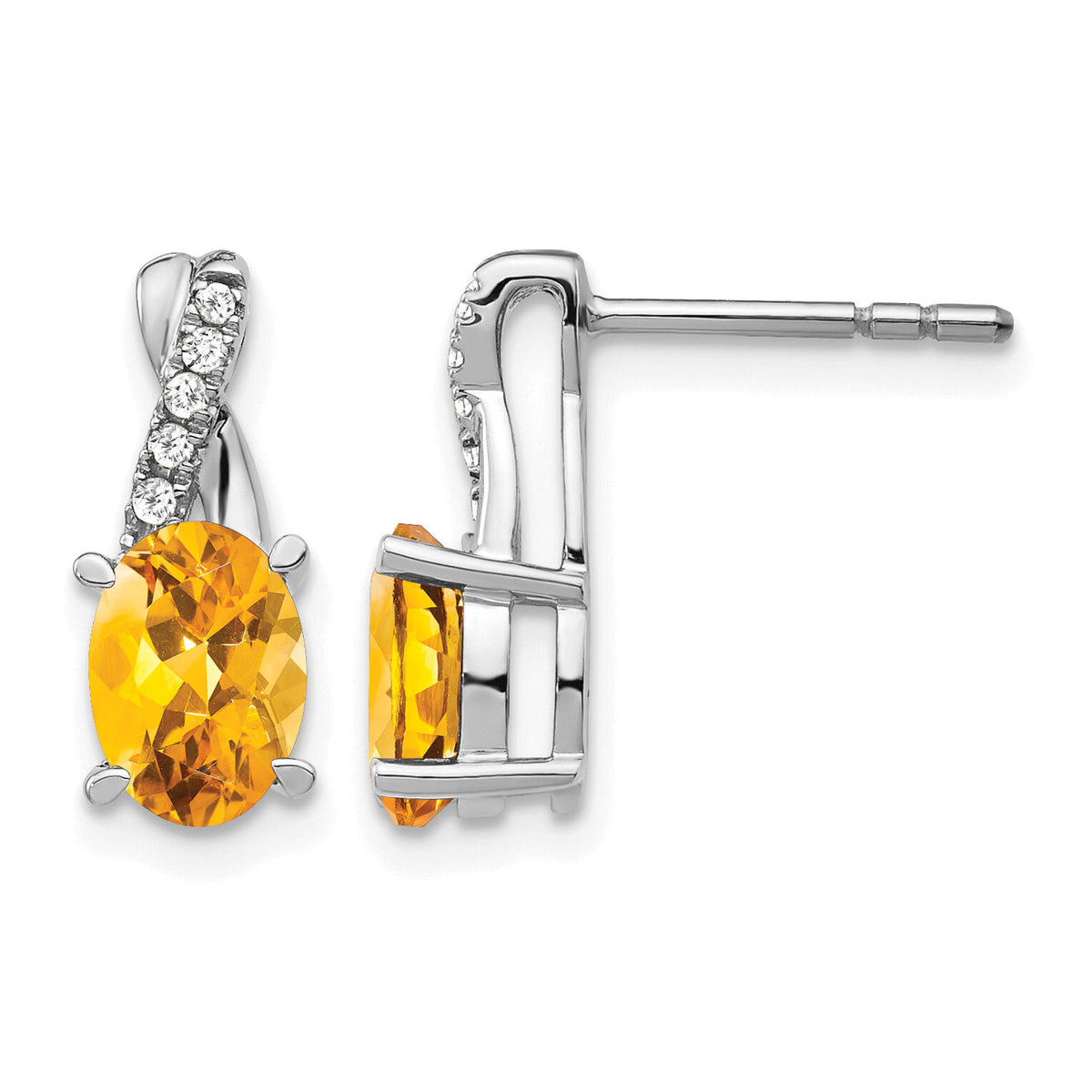 14k White Gold Citrine and Diamond Earrings-EM4235-CI-006-WA