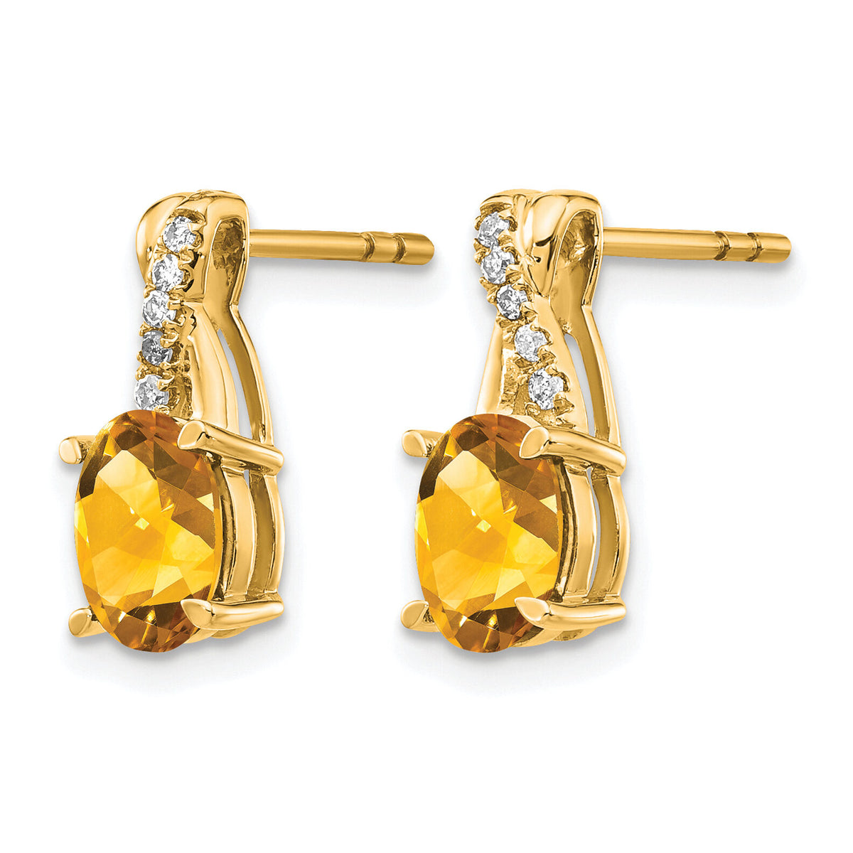 14K Citrine and Diamond Earrings-EM4235-CI-006-YA