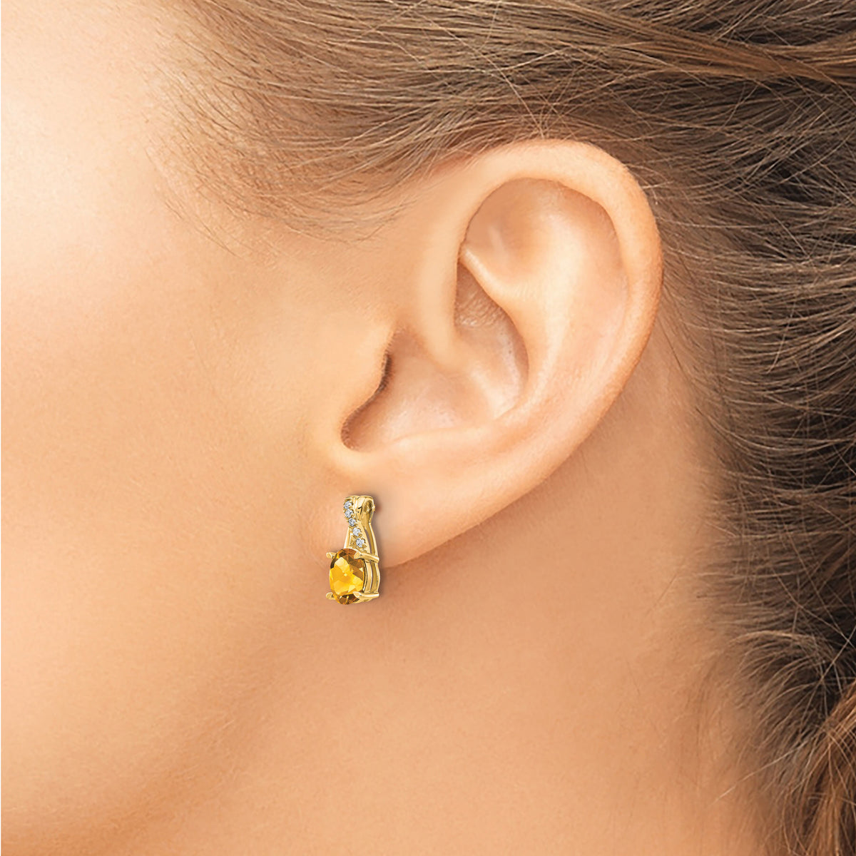 14K Citrine and Diamond Earrings-EM4235-CI-006-YA