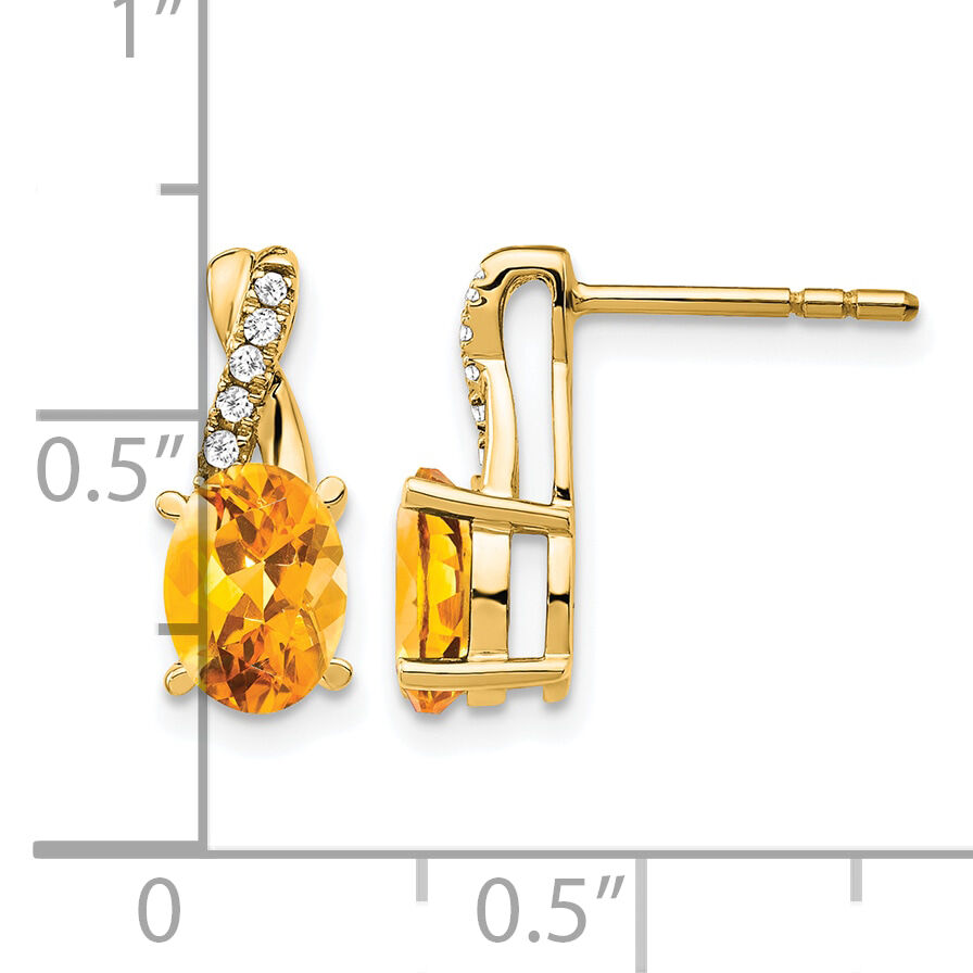 14K Citrine and Diamond Earrings-EM4235-CI-006-YA