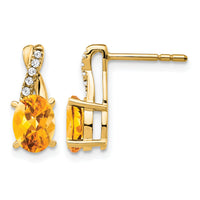 14K Citrine and Diamond Earrings-EM4235-CI-006-YA