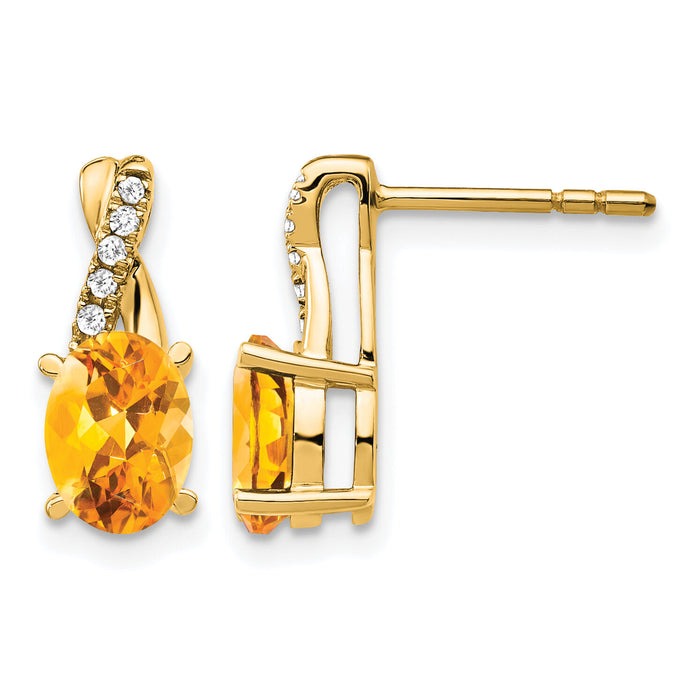 14K Citrine and Diamond Earrings-EM4235-CI-006-YA