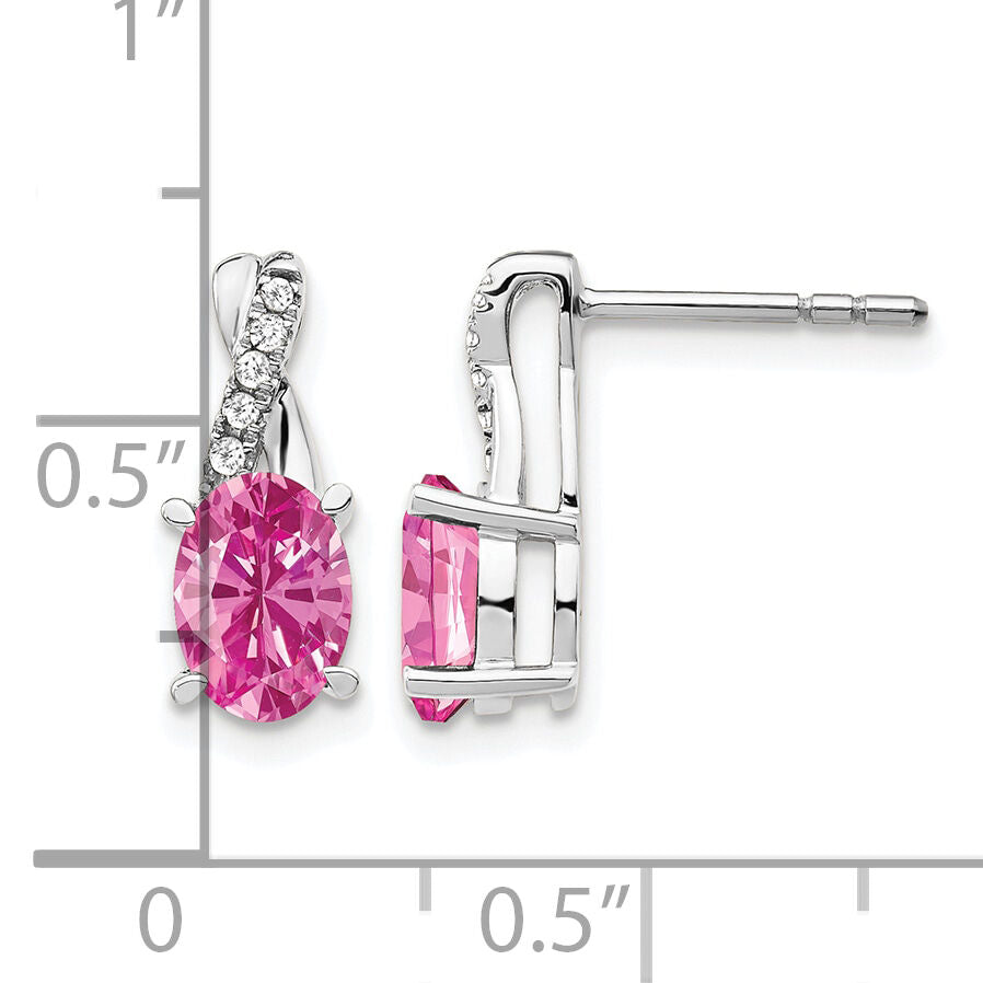 14K White Gold Created Pink Sapphire and Diamond Earrings-EM4235-CPS-006-WA