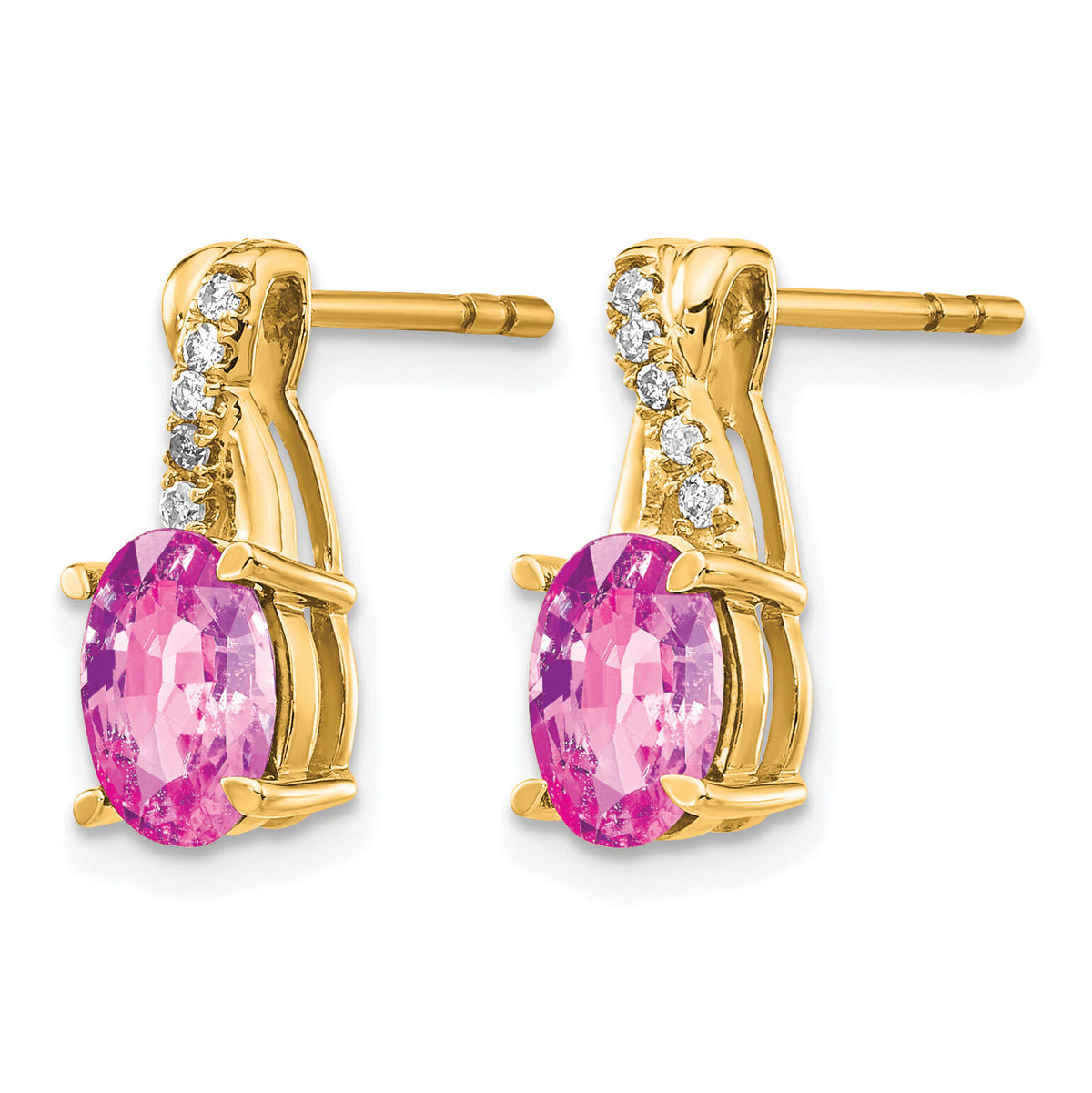 14K Created Pink Sapphire and Diamond Earrings-EM4235-CPS-006-YA
