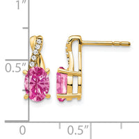 14K Created Pink Sapphire and Diamond Earrings-EM4235-CPS-006-YA