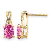 14K Created Pink Sapphire and Diamond Earrings-EM4235-CPS-006-YA