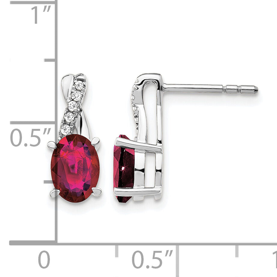 14K White Gold Created Ruby and Diamond Earrings-EM4235-CRU-006-WA