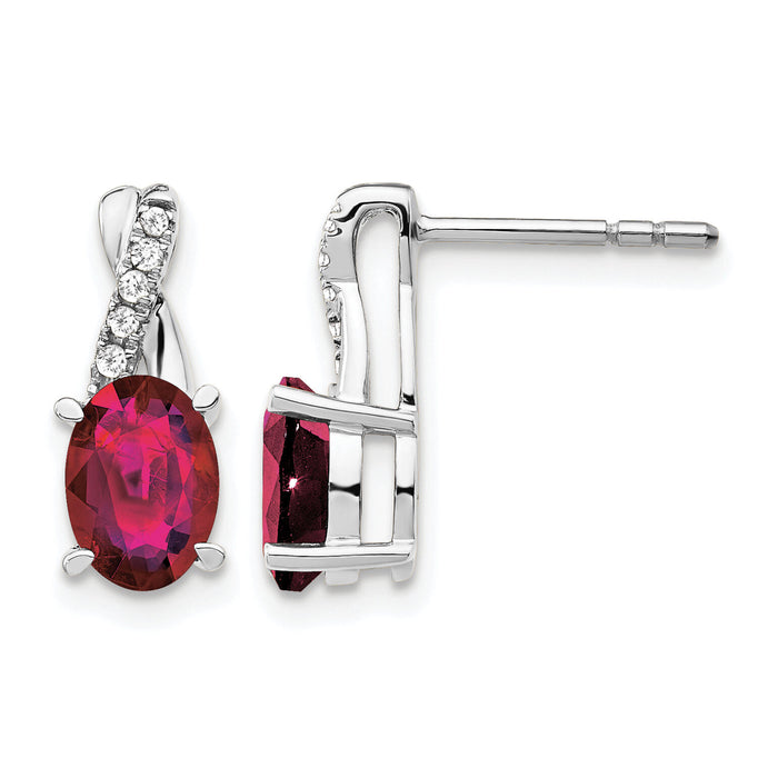 14K White Gold Created Ruby and Diamond Earrings-EM4235-CRU-006-WA