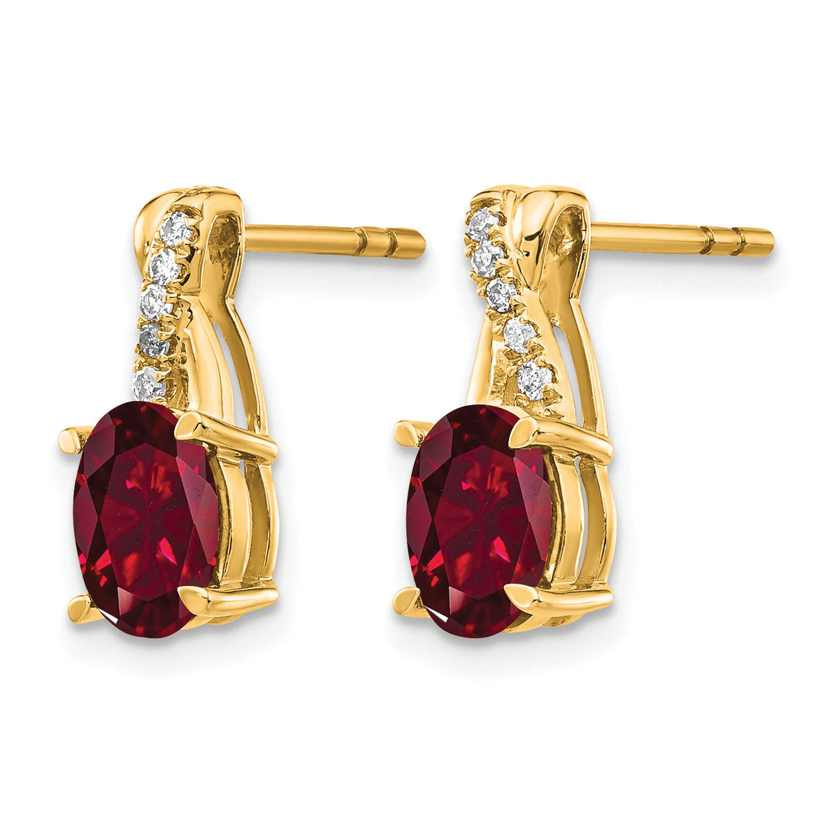 14K Created Ruby and Diamond Earrings-EM4235-CRU-006-YA