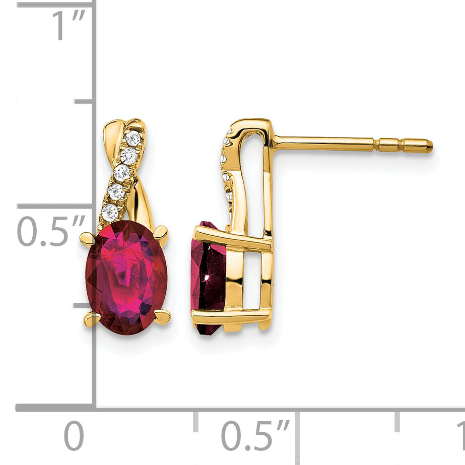 14K Created Ruby and Diamond Earrings-EM4235-CRU-006-YA