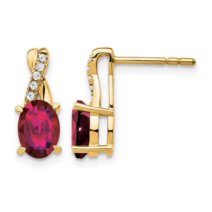 14K Created Ruby and Diamond Earrings-EM4235-CRU-006-YA