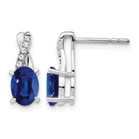 14K White Gold Created Sapphire and Diamond Earrings-EM4235-CSA-006-WA