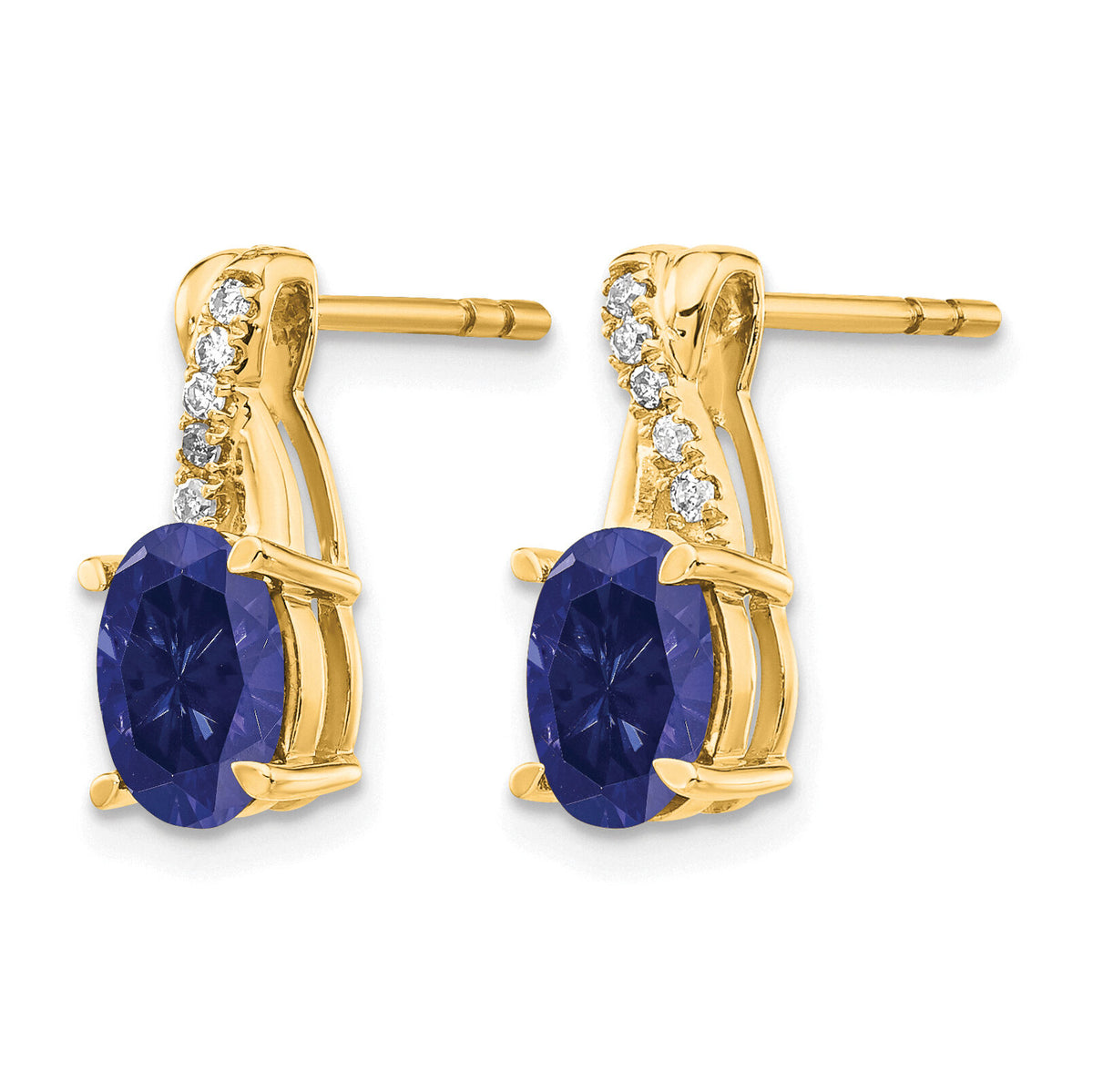 14K Created Sapphire and Diamond Earrings-EM4235-CSA-006-YA
