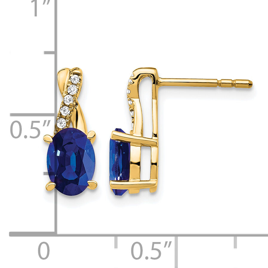 14K Created Sapphire and Diamond Earrings-EM4235-CSA-006-YA
