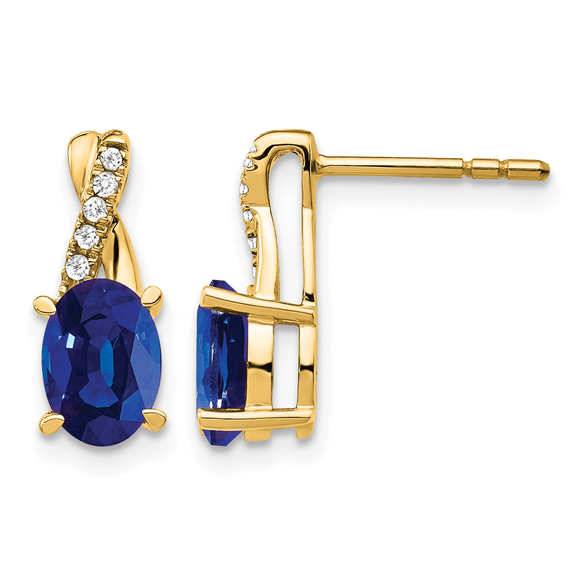 14K Created Sapphire and Diamond Earrings-EM4235-CSA-006-YA