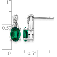 14k White Gold Created Emerald and Diamond Earrings-EM4235-EM-006-WA