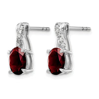 14k White Gold Garnet and Diamond Earrings-EM4235-GA-006-WA