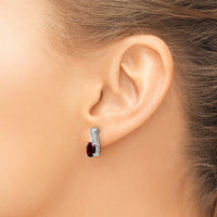 14k White Gold Garnet and Diamond Earrings-EM4235-GA-006-WA