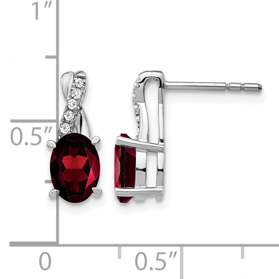 14k White Gold Garnet and Diamond Earrings-EM4235-GA-006-WA