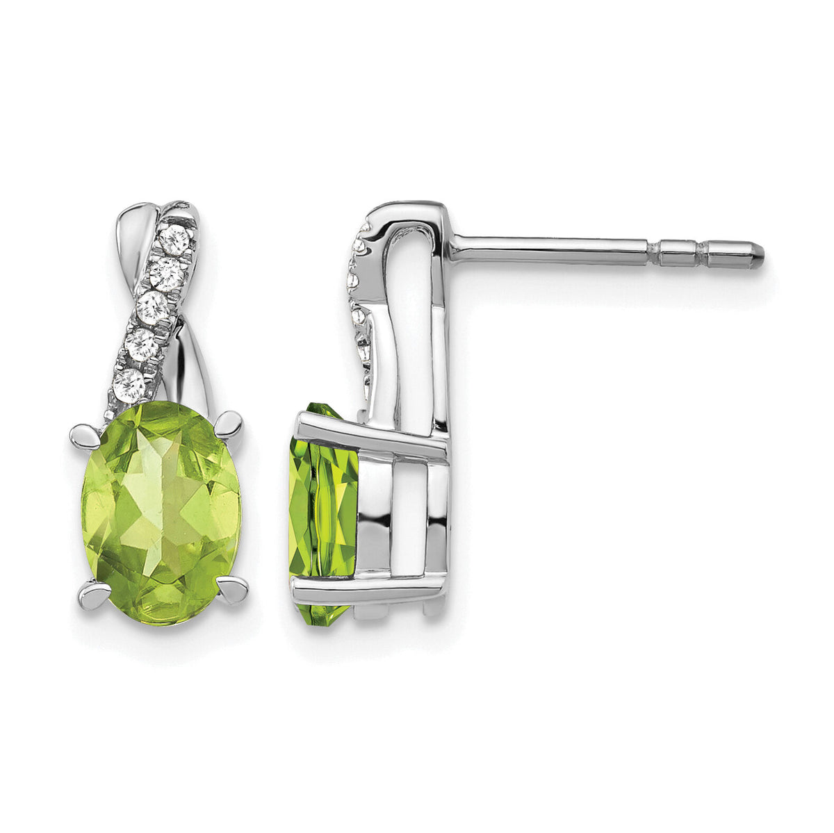 14k White Gold Peridot and Diamond Earrings-EM4235-PE-006-WA
