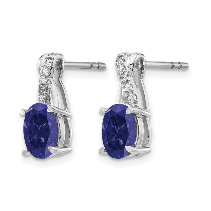 14k White Gold Sapphire and Diamond Earrings-EM4235-SA-006-WA
