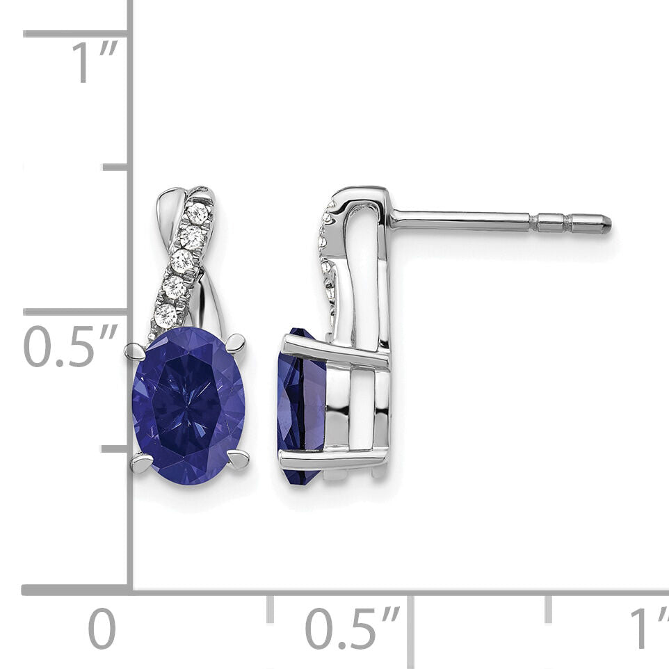 14k White Gold Sapphire and Diamond Earrings-EM4235-SA-006-WA